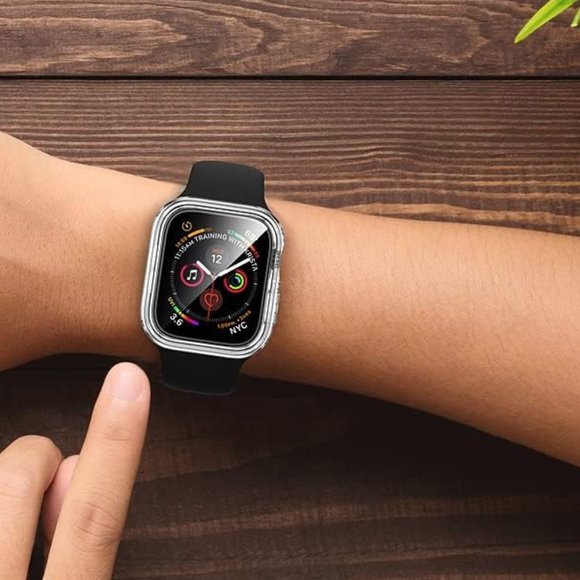 Apple Watch Case, Series 5, 7, SE, 6, 4 - Two Pack Tea Green & Clear - Picture 3 of 7